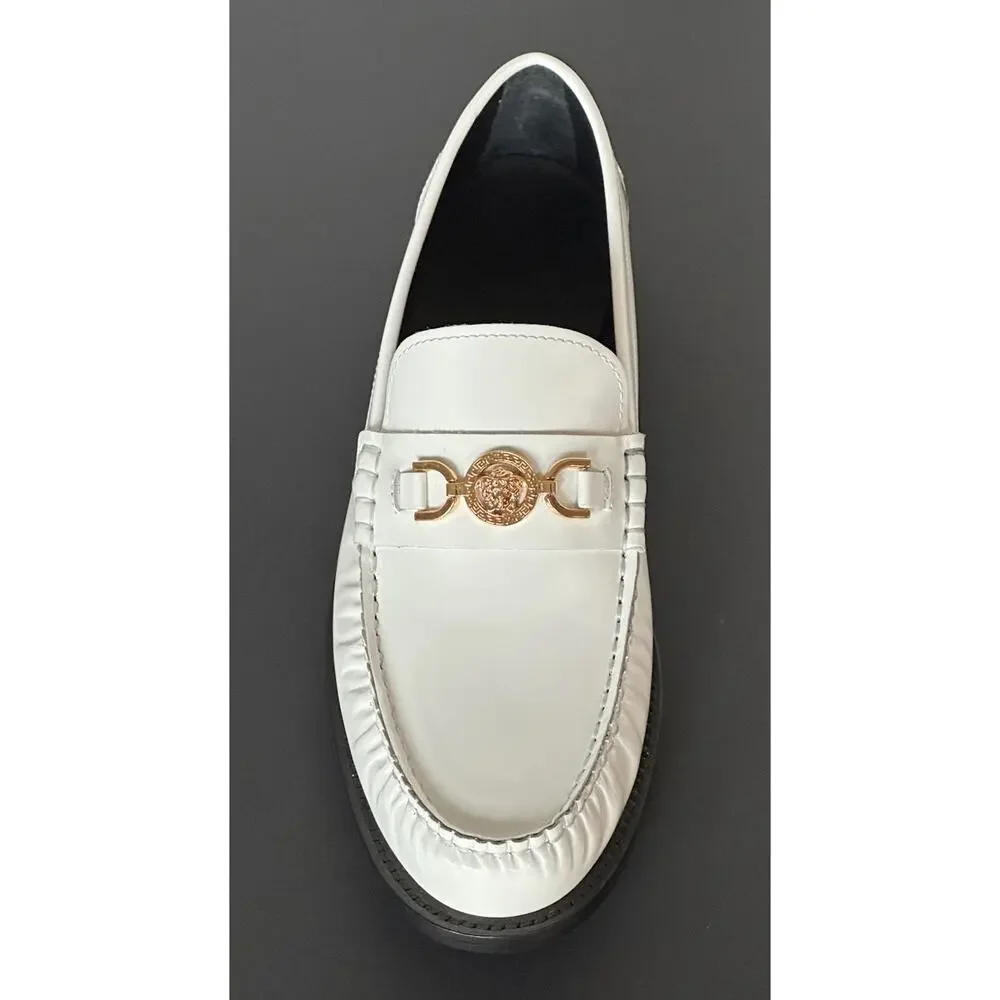 VERSACE Men's Medusa White Leather Loafers 9.5 US (42.5 Eu) 1013592 IT NIB $775